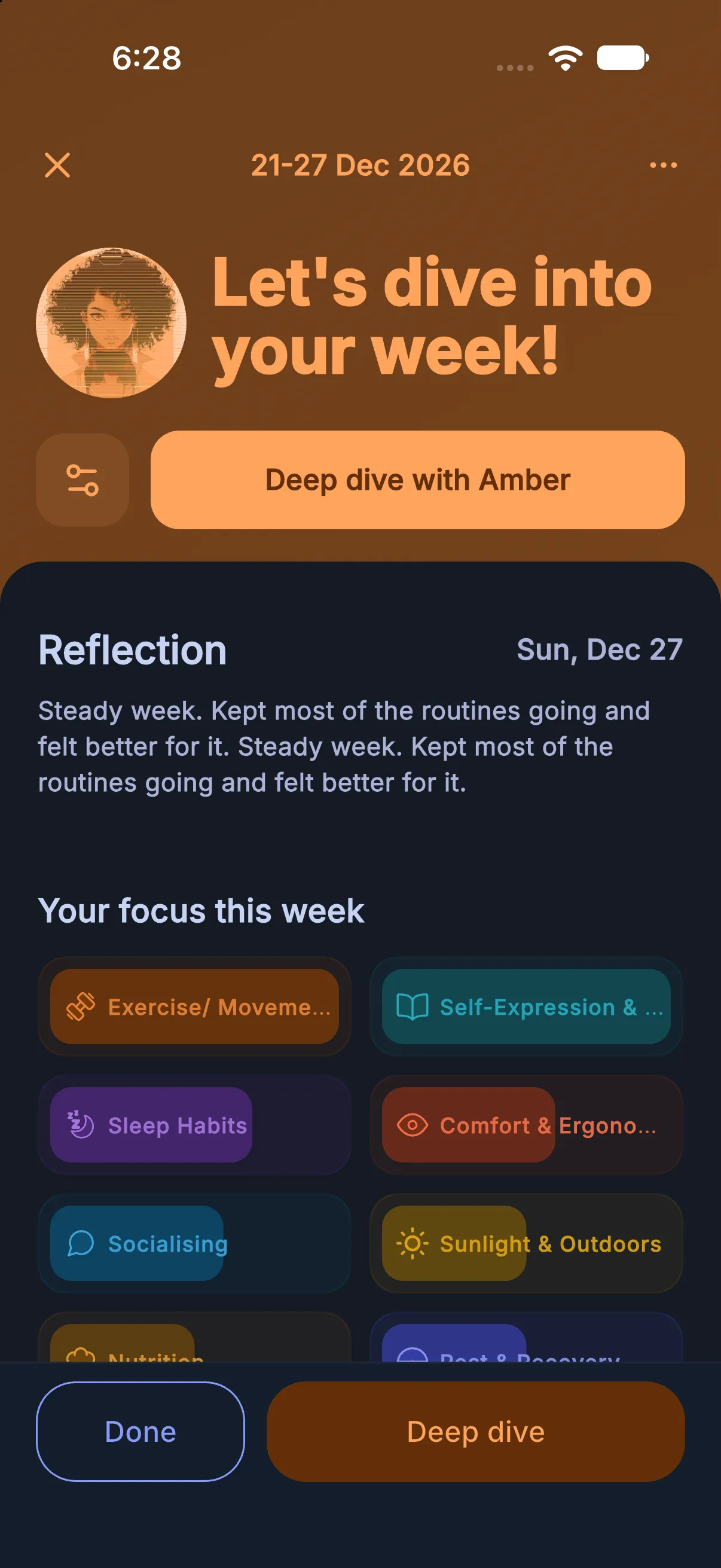 RetroPals weekly reflection with an AI companion